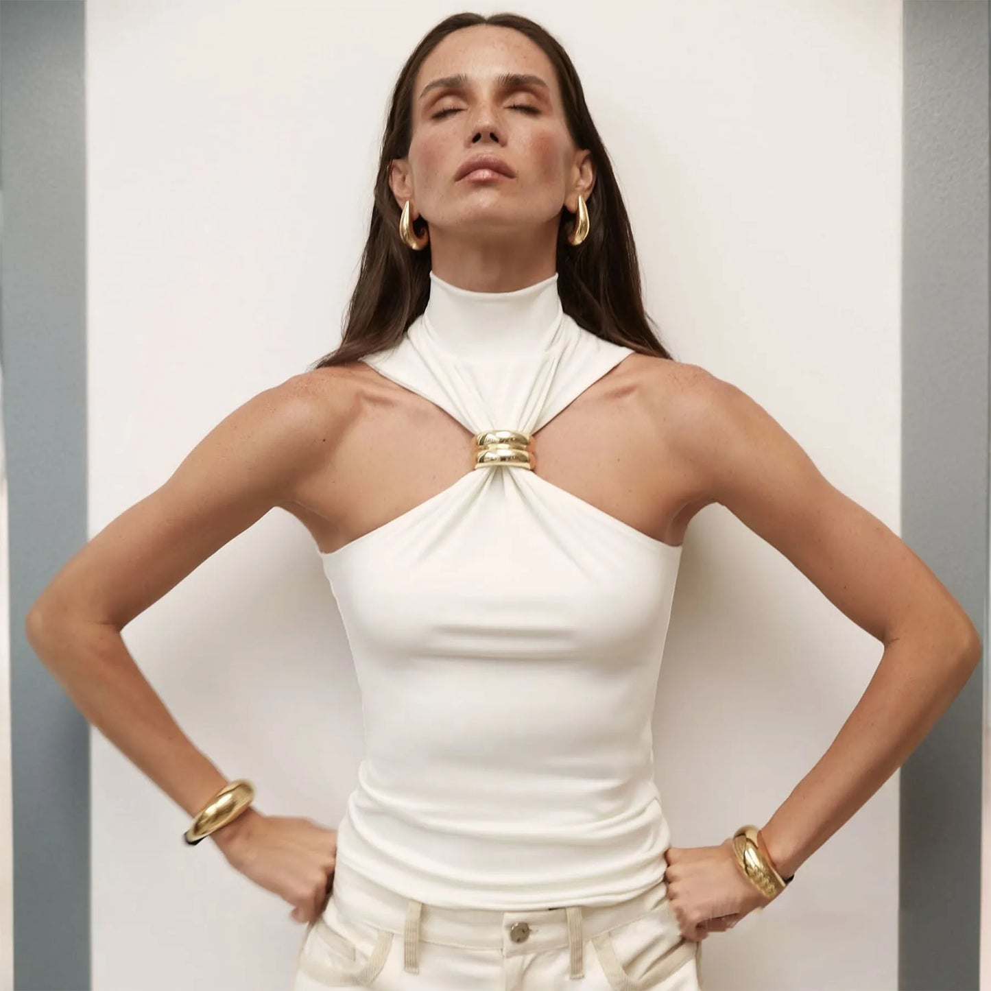 Metal Ring Knit Tank Top Y2K | Wovetsa