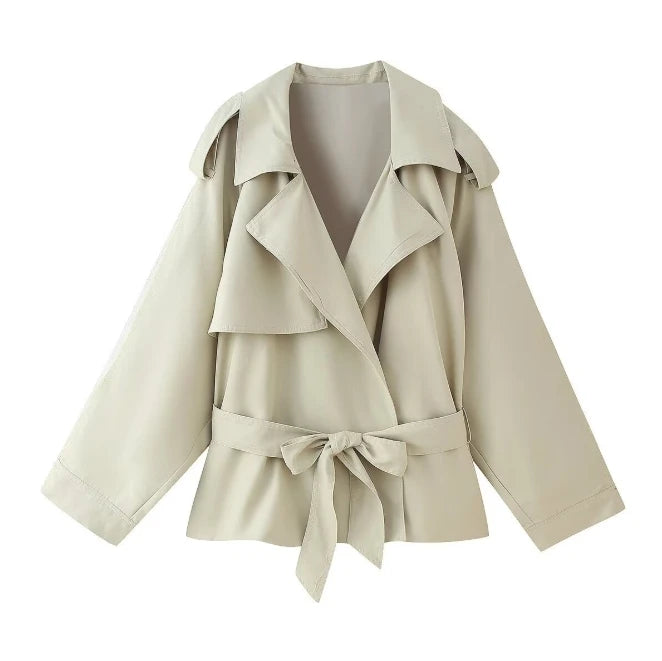 Lapel Lace-Up Cropped Jacket | Wovetsa