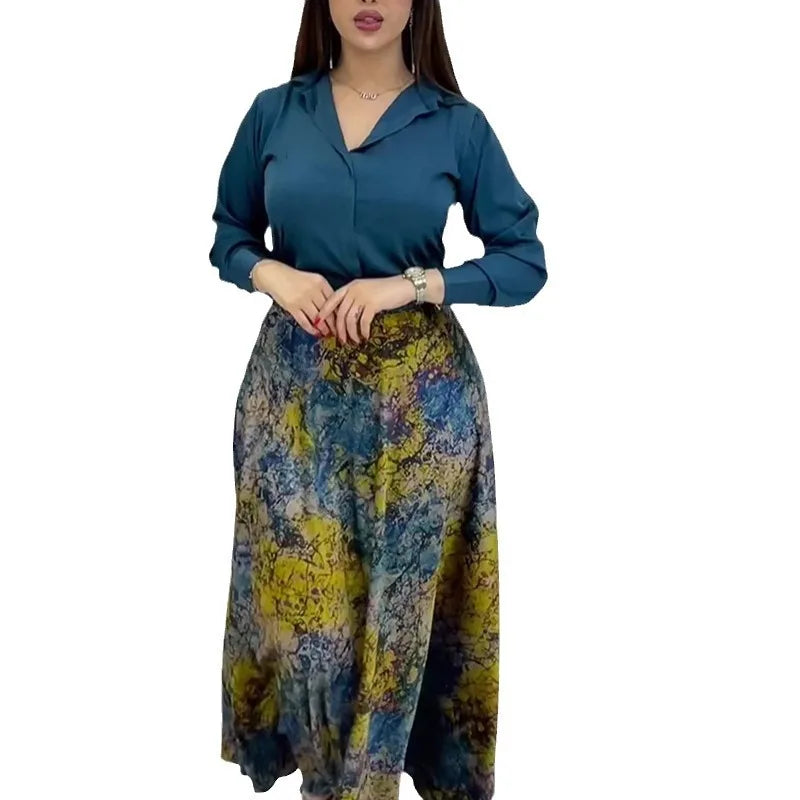 Printed Dress & Shirt Two-Piece Set | Wovetsa