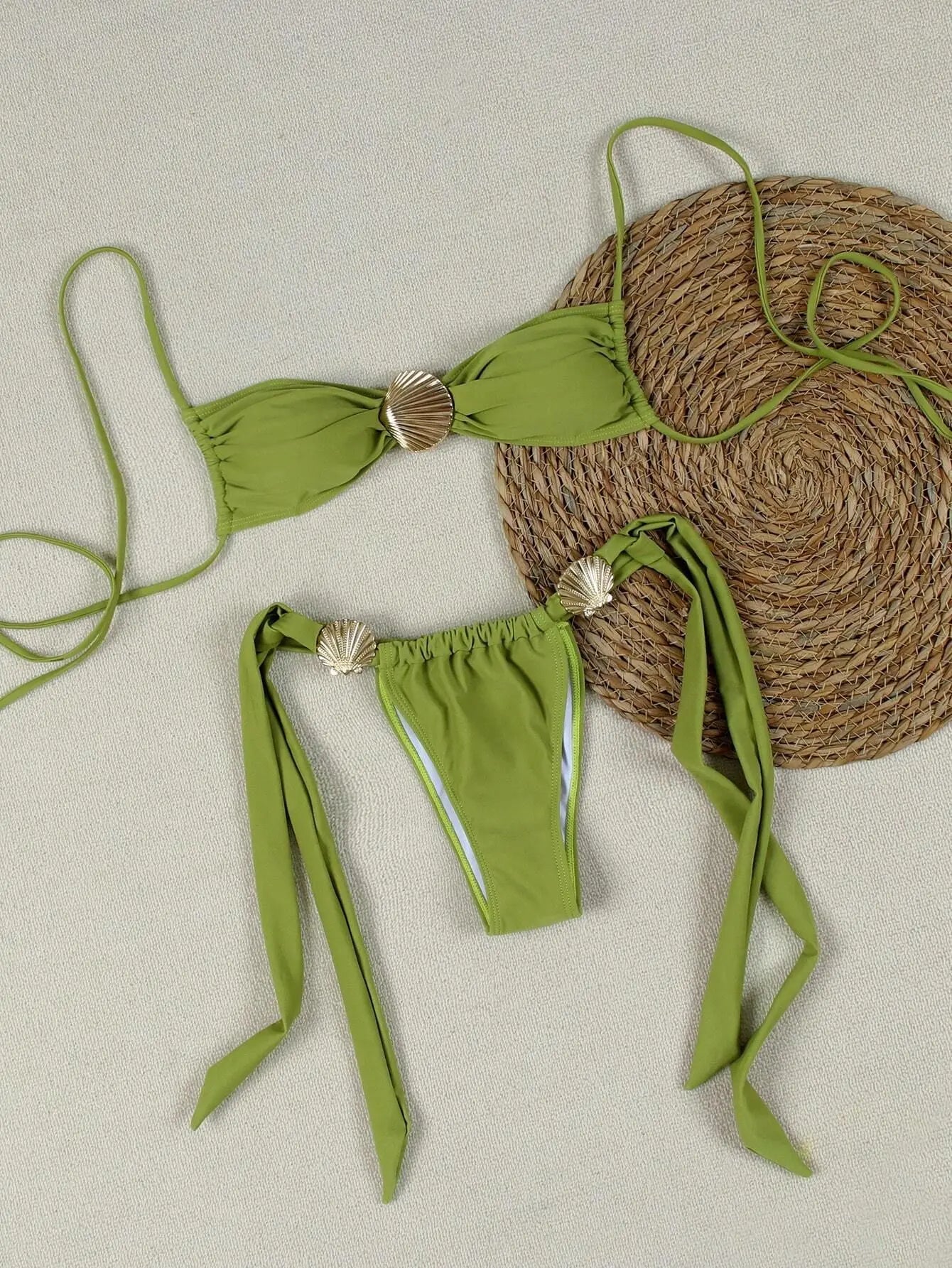 Metal Shell Halter Micro Bikini Set | Wovetsa