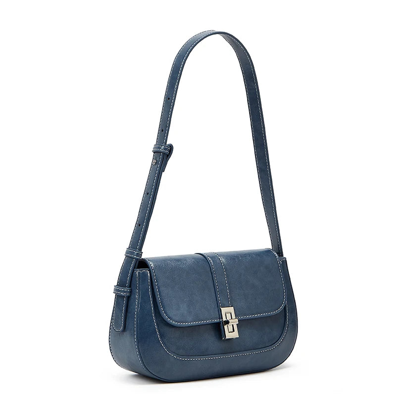 Textured PU Baguette Shoulder Bag | Wovetsa