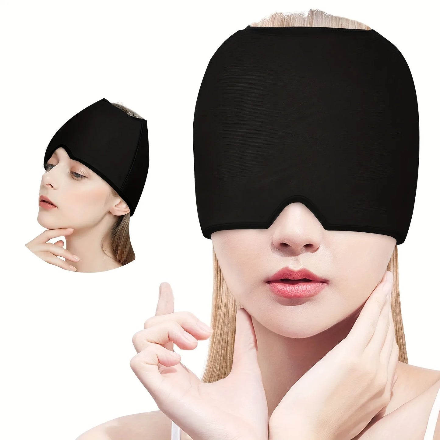 Gel Cold & Hot Head Ice Cap Wrap with Sleep Eye Mask | Wovetsa