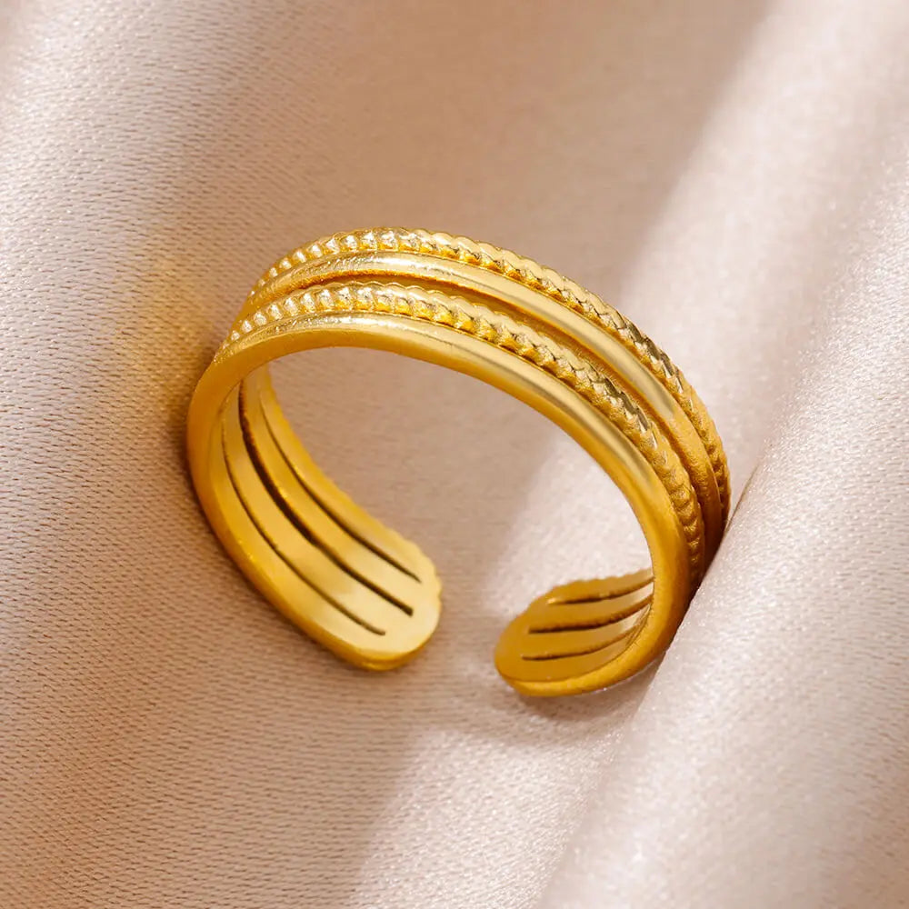 Gold-Tone Stainless Steel Cocktail Ring | Wovetsa