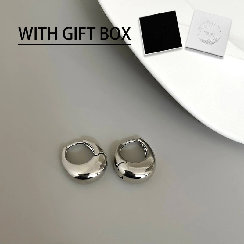 3D Oval Metal Stud Earrings | Wovetsa
