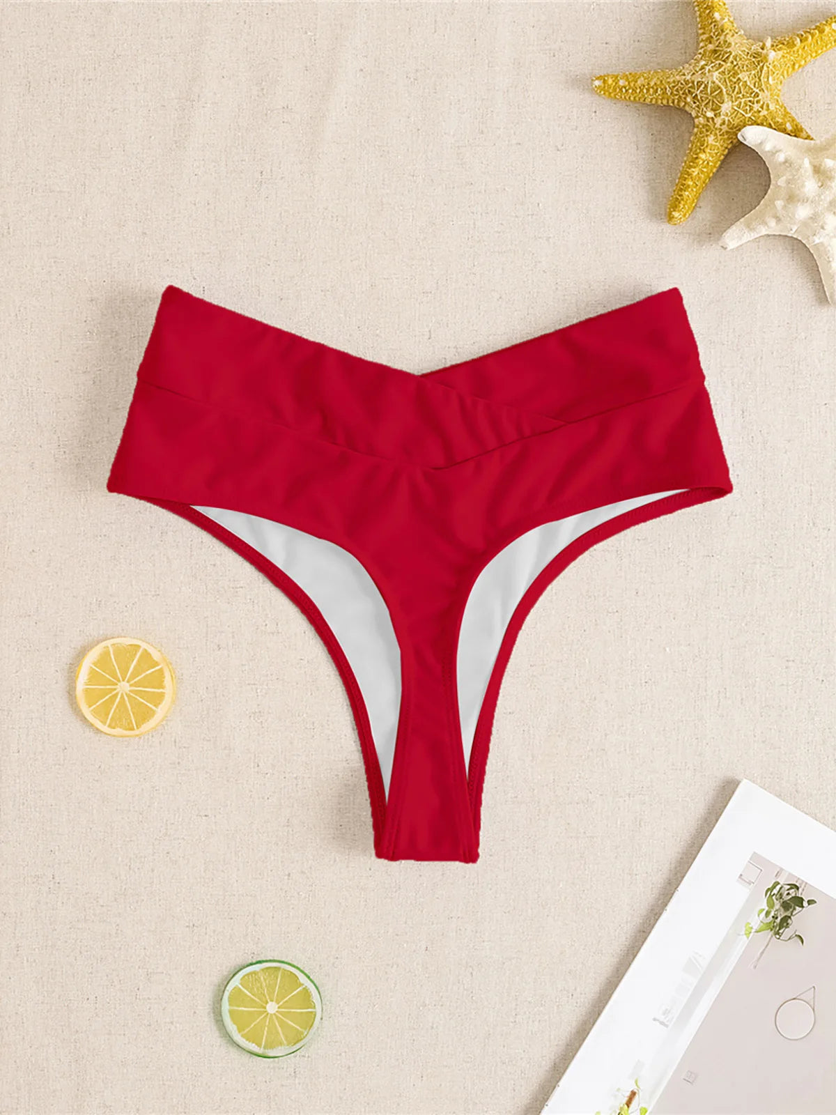 High Waist High-Leg Cut Bikini Bottom | Wovetsa