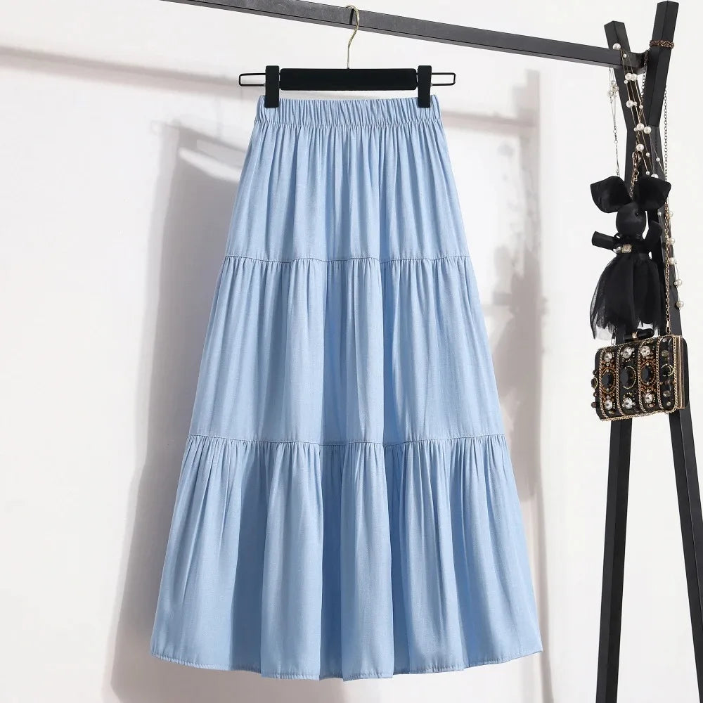 High Waist A-Line Pleated Midi Dress | Wovetsa