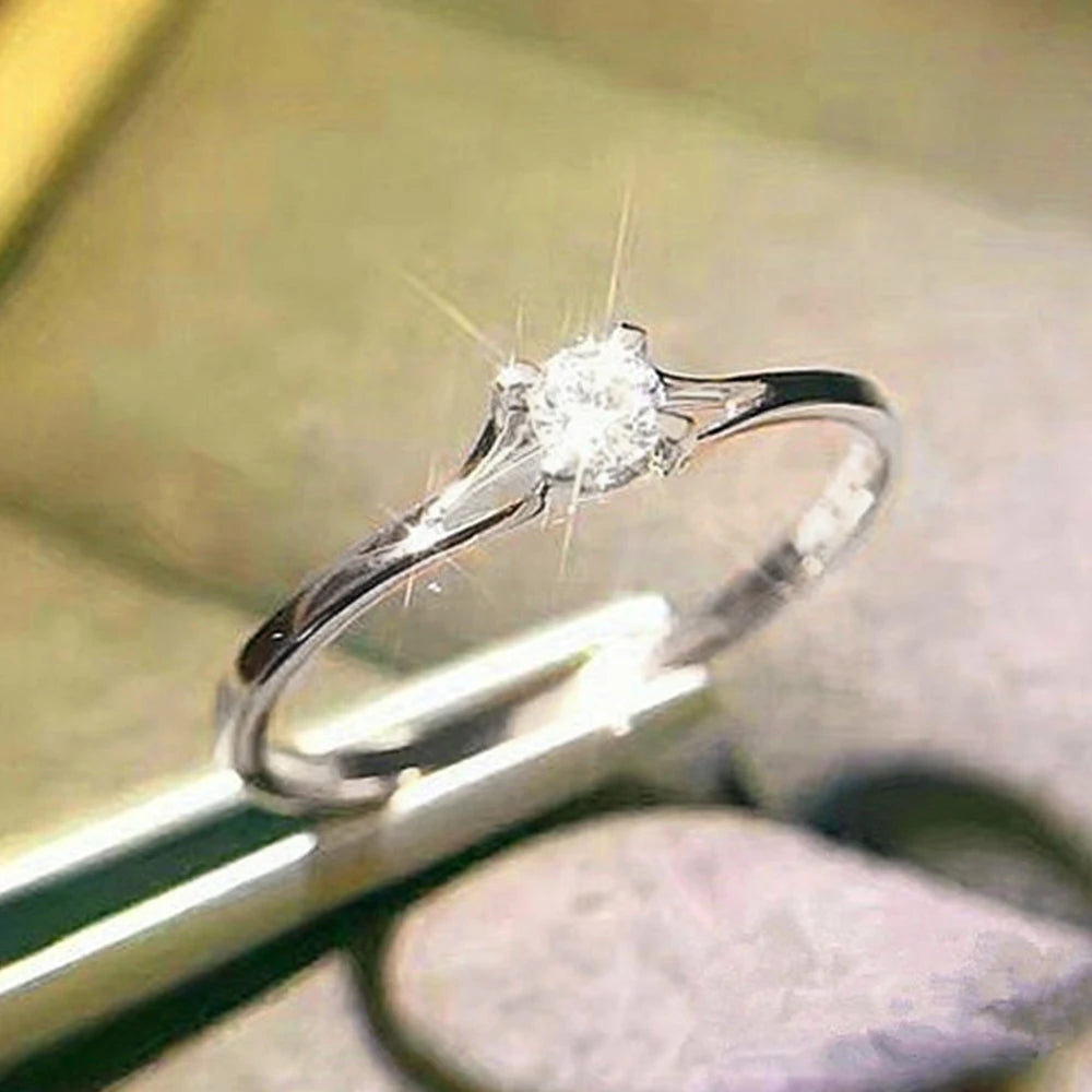 Minimalist CZ Wedding Band Ring | Wovetsa