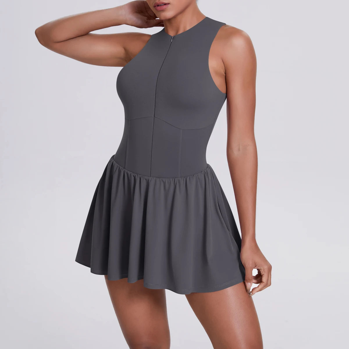 Sleeveless Yoga Bodysuit & Skirt Set | Wovetsa
