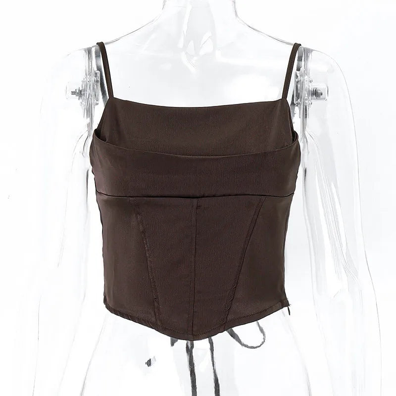 Spaghetti Strap Backless Bandage Crop Top | Wovetsa