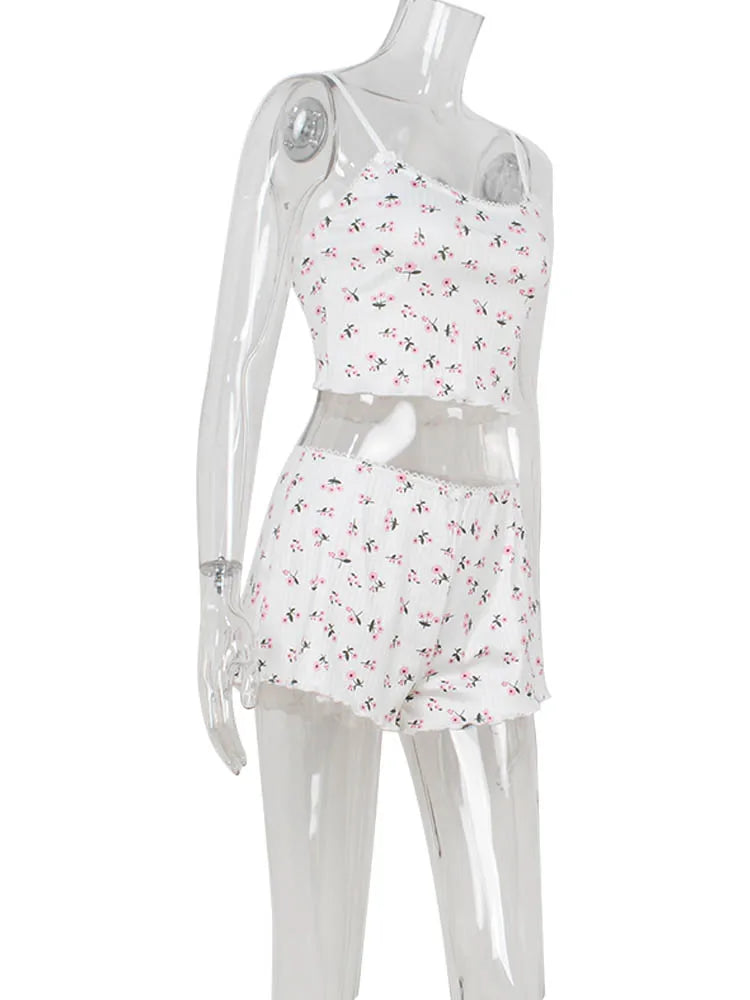 Lace Bow Camisole & Shorts 2-Piece Set | Wovetsa