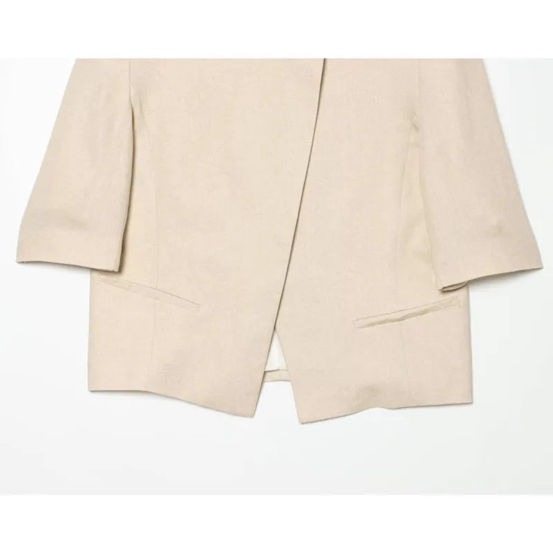 Short Sleeve Blazer with Shoulder Pads | Wovetsa