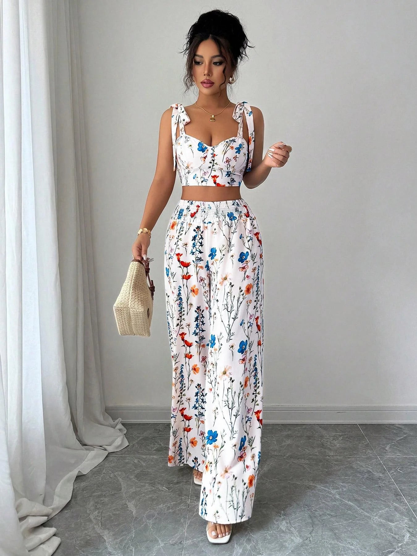 Women's Two Piece Set – Casual Printed Matching Outfit with Comfortable Fit