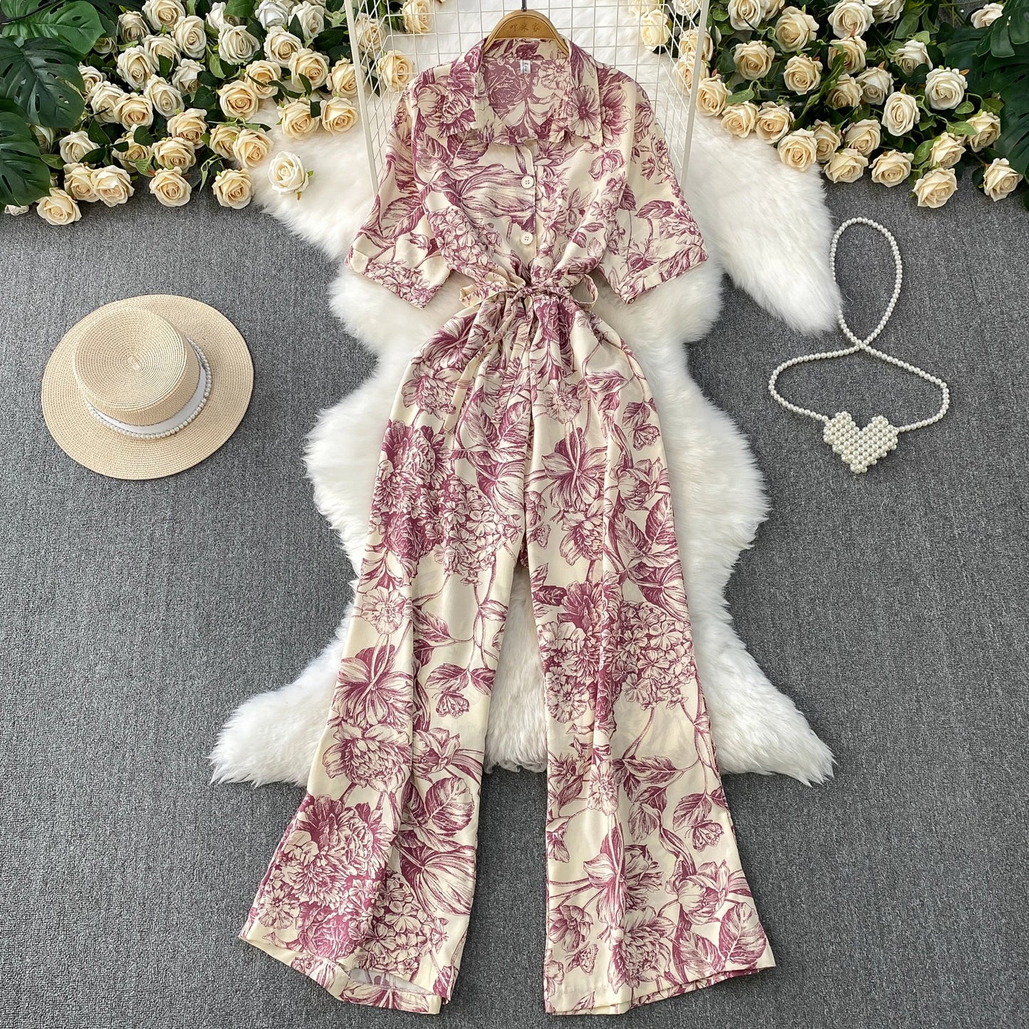 Floral Wide-Leg Jumpsuit | Wovetsa