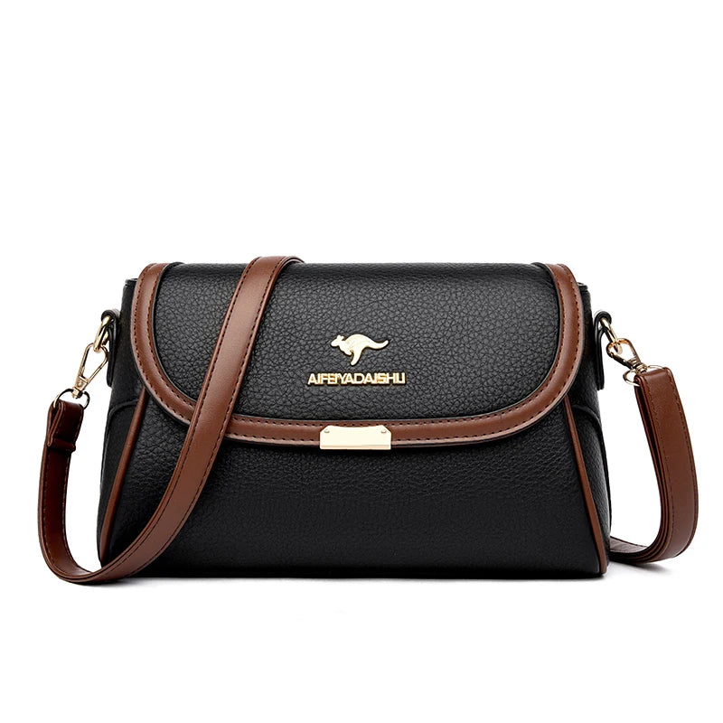 Leather Flap Crossbody Shoulder Bag | Wovetsa
