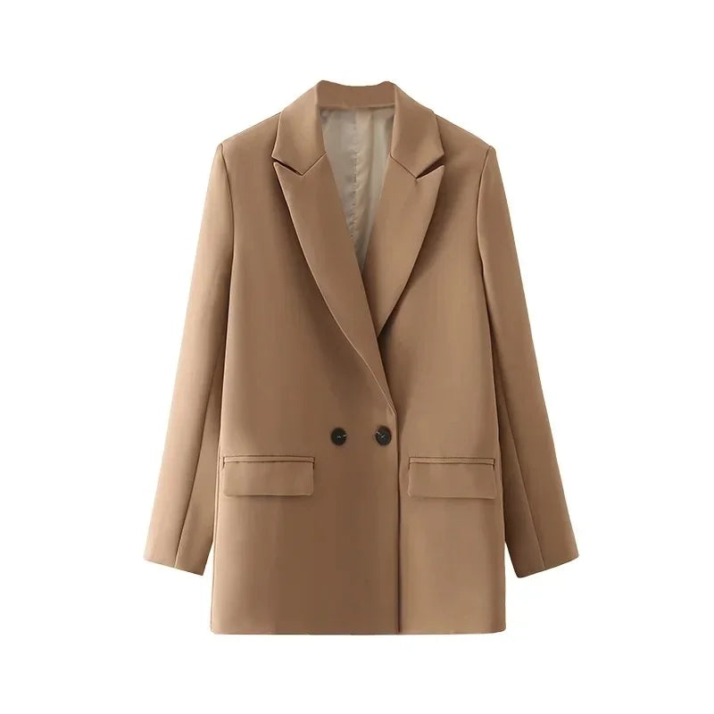Double Breasted Notch Lapel Office Blazer | Wovetsa