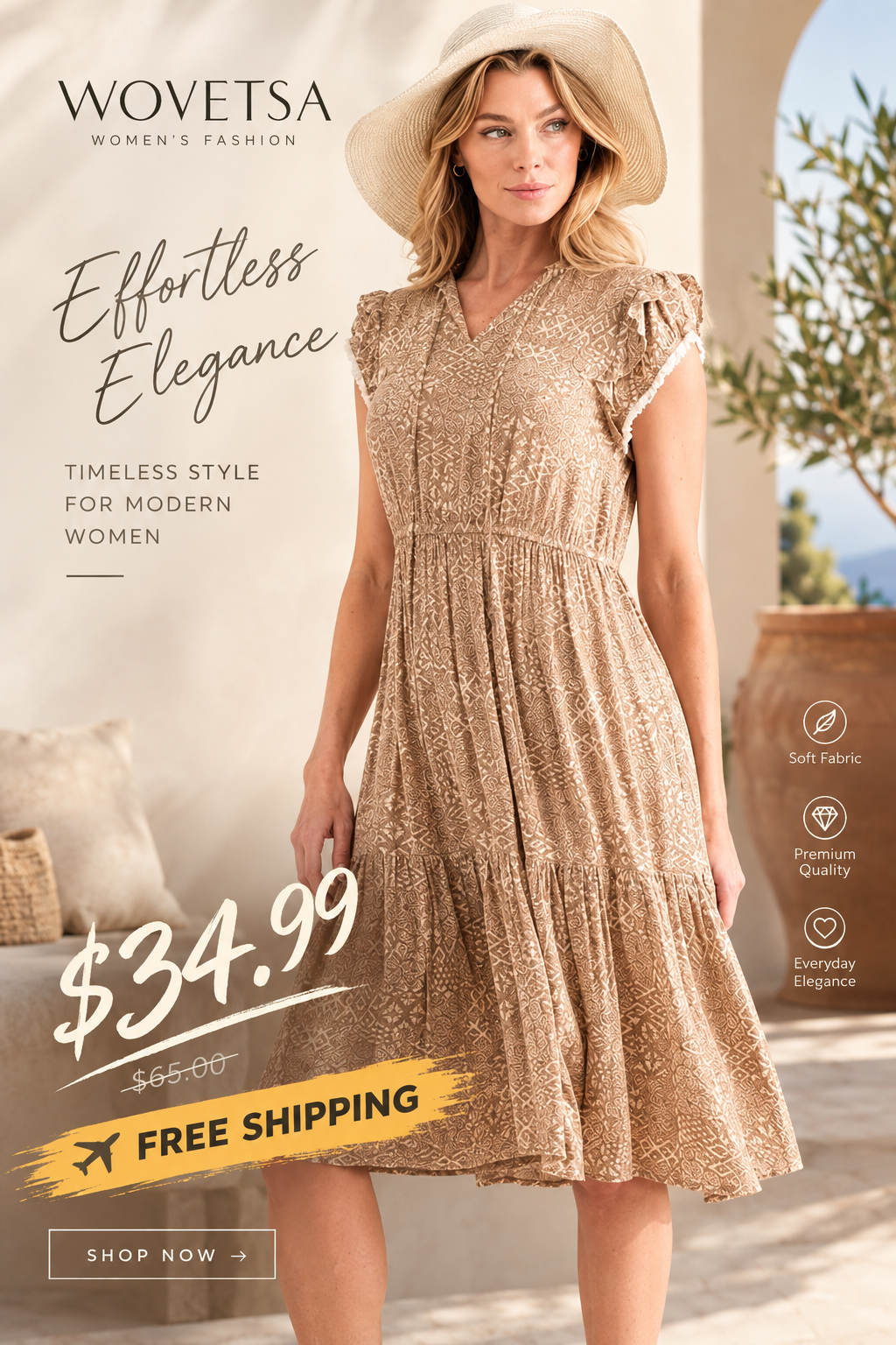 Women's tropical print tiered maxi dress - $34.99 with free shipping at Wovetsa