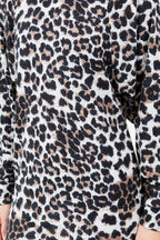Cheetah Print Drop Shoulder Sweater Mini Dress
