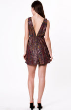 Sequined Deep V-Neck A-Line Mini Dress