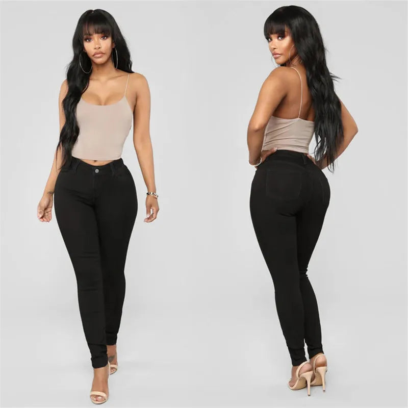 High Waist Slim Denim Pencil Pants | Wovetsa