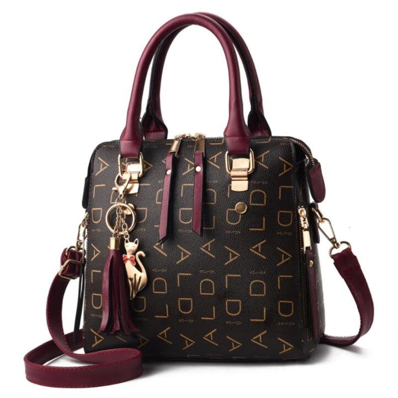 Letter & Tassel PU Top-Handle Tote Bag | Wovetsa