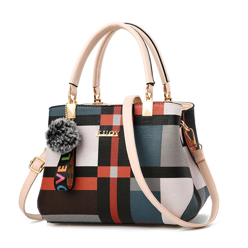 Plaid Pom-Pom Crossbody Satchel | Wovetsa
