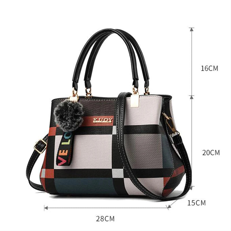 Plaid Pom-Pom Crossbody Satchel | Wovetsa