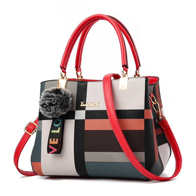 Plaid Pom-Pom Crossbody Satchel | Wovetsa