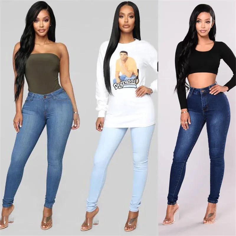 High Waist Slim Denim Pencil Pants | Wovetsa