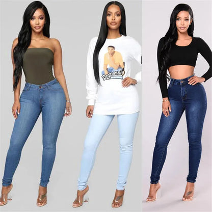 High Waist Slim Denim Pencil Pants | Wovetsa