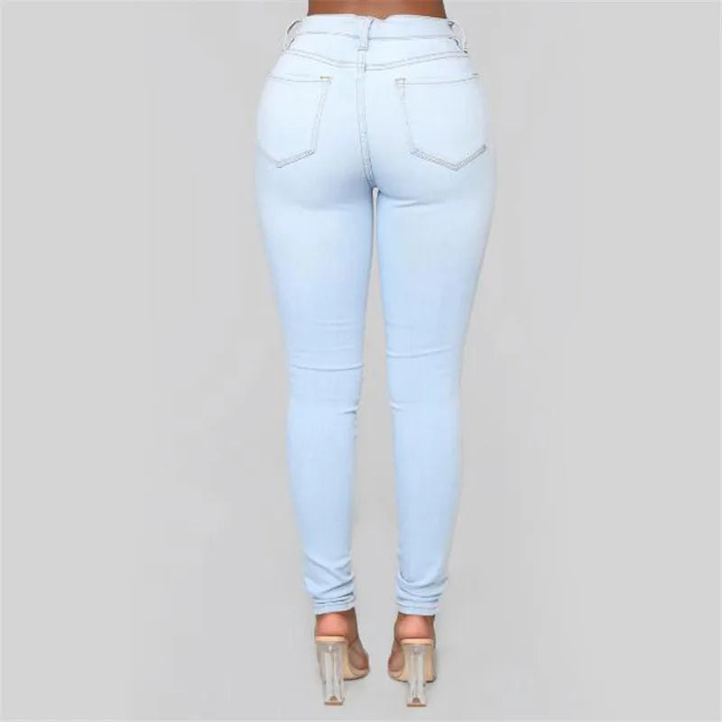 High Waist Slim Denim Pencil Pants | Wovetsa
