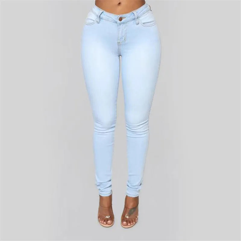 High Waist Slim Denim Pencil Pants | Wovetsa