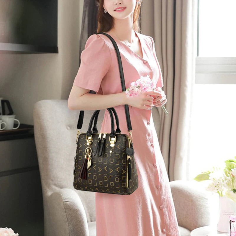 Letter & Tassel PU Top-Handle Tote Bag | Wovetsa