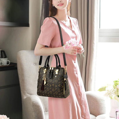 Letter & Tassel PU Top-Handle Tote Bag | Wovetsa