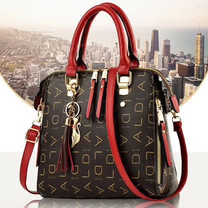 Letter & Tassel PU Top-Handle Tote Bag | Wovetsa