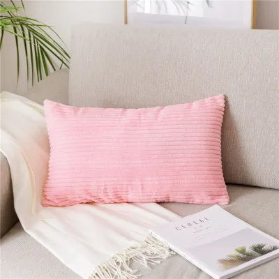Monochrome Corduroy Pillow Case, Velvet Cushion Cover, Rectangle Pillow Case, Pink, Grey, Blue, IvoryHome Decorative, 40x60cm