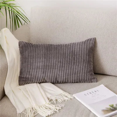 Monochrome Corduroy Pillow Case, Velvet Cushion Cover, Rectangle Pillow Case, Pink, Grey, Blue, IvoryHome Decorative, 40x60cm
