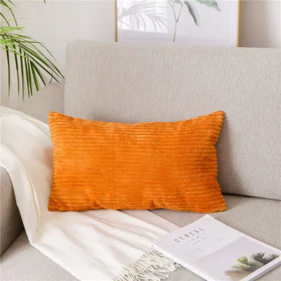 Monochrome Corduroy Pillow Case, Velvet Cushion Cover, Rectangle Pillow Case, Pink, Grey, Blue, IvoryHome Decorative, 40x60cm