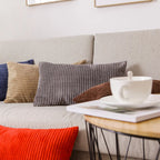 Monochrome Corduroy Pillow Case, Velvet Cushion Cover, Rectangle Pillow Case, Pink, Grey, Blue, IvoryHome Decorative, 40x60cm