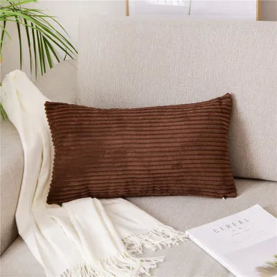 Monochrome Corduroy Pillow Case, Velvet Cushion Cover, Rectangle Pillow Case, Pink, Grey, Blue, IvoryHome Decorative, 40x60cm