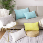 Monochrome Corduroy Pillow Case, Velvet Cushion Cover, Rectangle Pillow Case, Pink, Grey, Blue, IvoryHome Decorative, 40x60cm