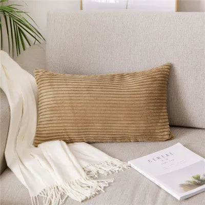 Monochrome Corduroy Pillow Case, Velvet Cushion Cover, Rectangle Pillow Case, Pink, Grey, Blue, IvoryHome Decorative, 40x60cm