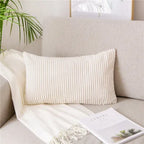 Monochrome Corduroy Pillow Case, Velvet Cushion Cover, Rectangle Pillow Case, Pink, Grey, Blue, IvoryHome Decorative, 40x60cm