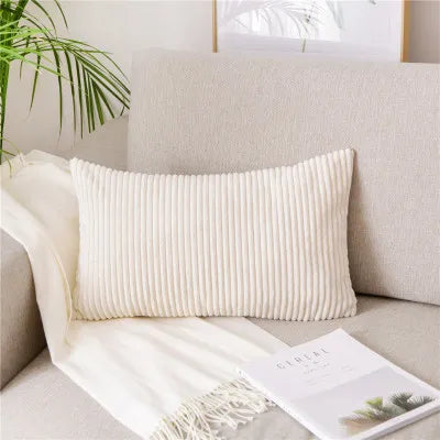 Monochrome Corduroy Pillow Case, Velvet Cushion Cover, Rectangle Pillow Case, Pink, Grey, Blue, IvoryHome Decorative, 40x60cm
