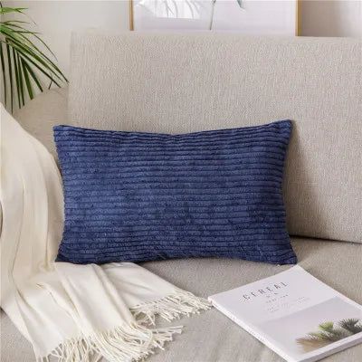 Monochrome Corduroy Pillow Case, Velvet Cushion Cover, Rectangle Pillow Case, Pink, Grey, Blue, IvoryHome Decorative, 40x60cm