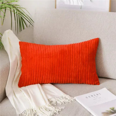 Monochrome Corduroy Pillow Case, Velvet Cushion Cover, Rectangle Pillow Case, Pink, Grey, Blue, IvoryHome Decorative, 40x60cm