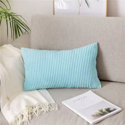 Monochrome Corduroy Pillow Case, Velvet Cushion Cover, Rectangle Pillow Case, Pink, Grey, Blue, IvoryHome Decorative, 40x60cm