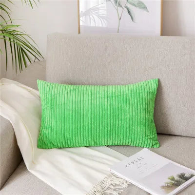 Monochrome Corduroy Pillow Case, Velvet Cushion Cover, Rectangle Pillow Case, Pink, Grey, Blue, IvoryHome Decorative, 40x60cm
