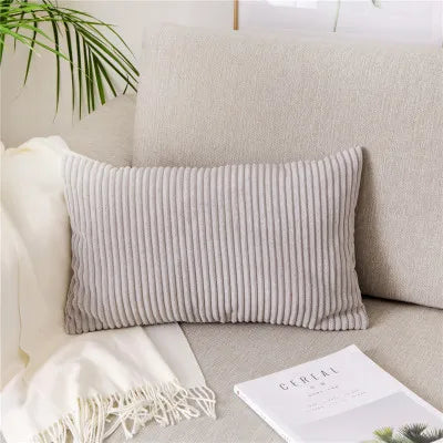 Monochrome Corduroy Pillow Case, Velvet Cushion Cover, Rectangle Pillow Case, Pink, Grey, Blue, IvoryHome Decorative, 40x60cm