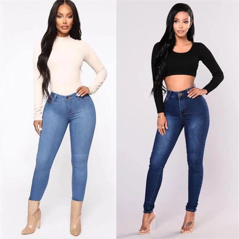 High Waist Slim Denim Pencil Pants | Wovetsa