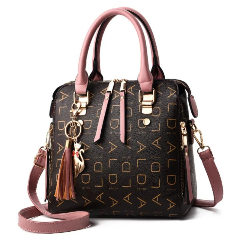 Letter & Tassel PU Top-Handle Tote Bag | Wovetsa